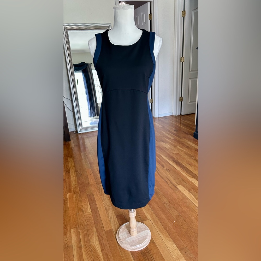 Cynthia Rowley Black & Blue Knee Length Sheath Dress in Women’s Size 6
